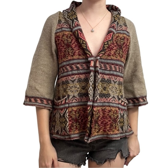 Free People Cardigan Sweater Fairy Grunge Knit Wool Boho Nordic Size Medium - Picture 6 of 6